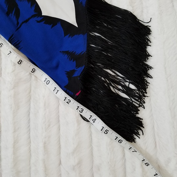 CARMEN blue black and red fringed abstract print tunic dress Small - Picture 8 of 9